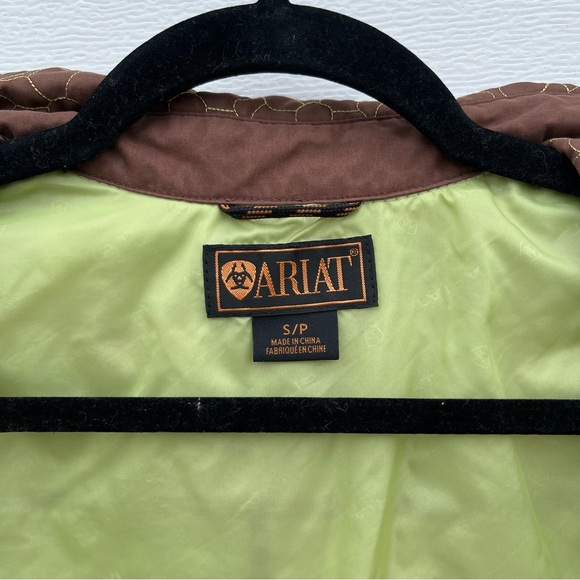 Ariat Quilted Snap Jacket Coat Small Floral Embroidered Cowgirl Granola Brown - Picture 7 of 8